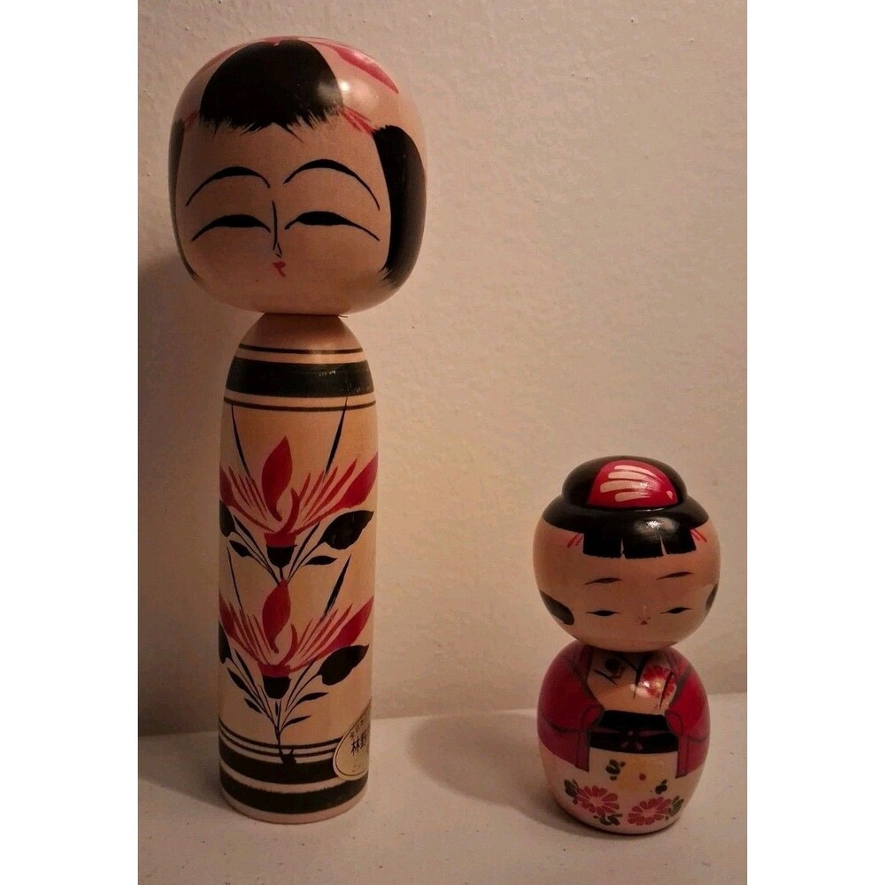 Vintage Pair Of Kokeshi Dolls